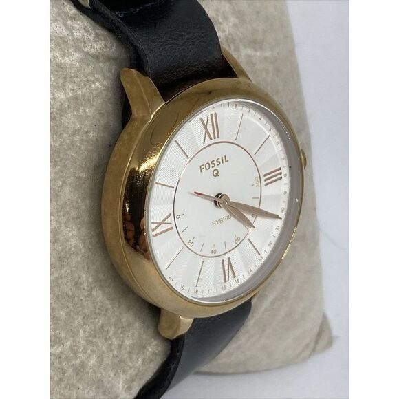 Fossil FTW5018 Women's Black Leather Analog White Dial Hybrid Smartwatch XX691 - Picture 5 of 12